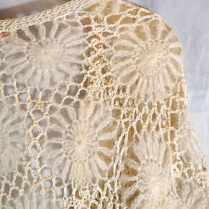 Handmade crochet cream cardigan shabby classy SZ.Lg Vintage